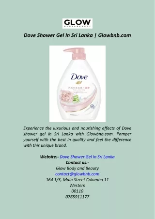 Dove Shower Gel In Sri Lanka  Glowbnb.com