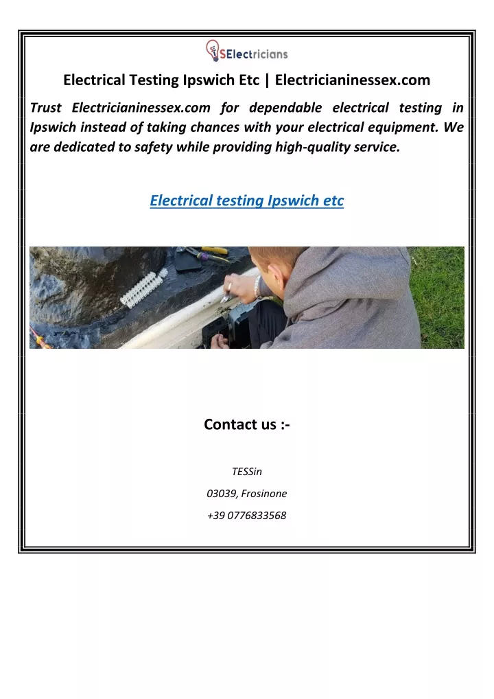electrical testing ipswich etc electricianinessex