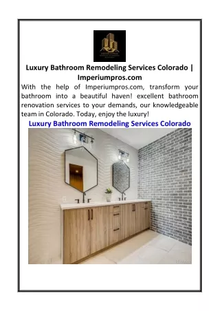Luxury Bathroom Remodeling Services Colorado  Imperiumpros.com