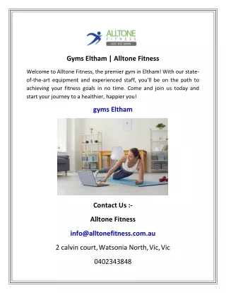 Gyms Eltham   Alltone Fitness