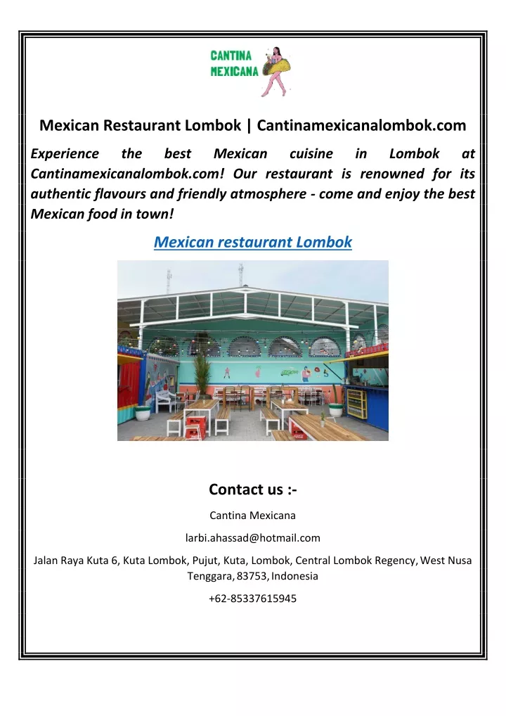 mexican restaurant lombok cantinamexicanalombok