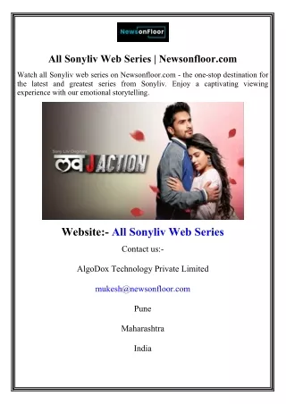 All Sonyliv Web Series  Newsonfloor.com