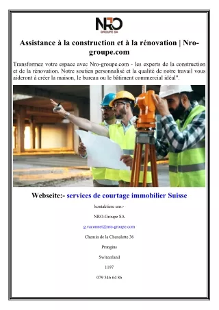 Assistance à la construction et à la rénovation  Nro-groupe.com