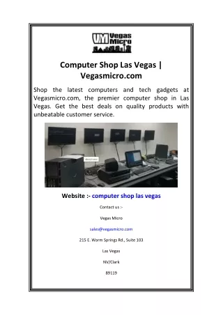 Computer Shop Las Vegas  Vegasmicro.com