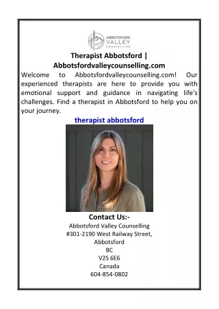 Therapist Abbotsford  Abbotsfordvalleycounselling.com
