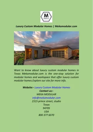 Luxury Custom Modular Homes  Mekamodular.com