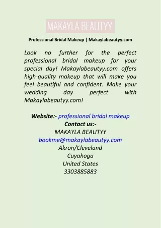 Professional Bridal Makeup  Makaylabeautyy.com