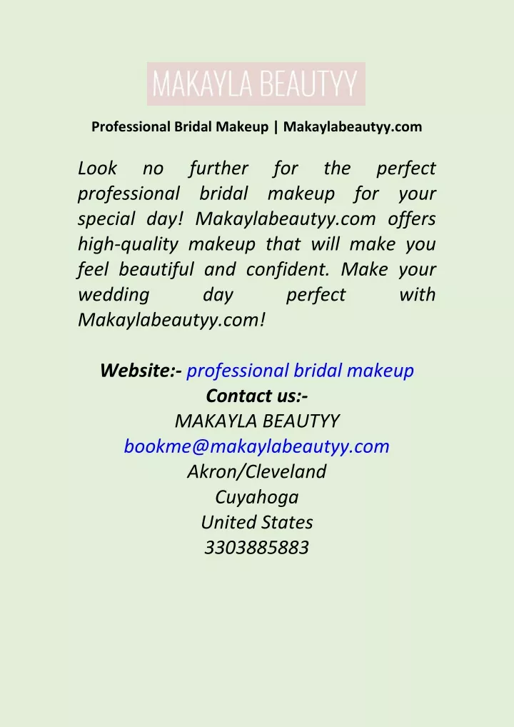 professional bridal makeup makaylabeautyy com