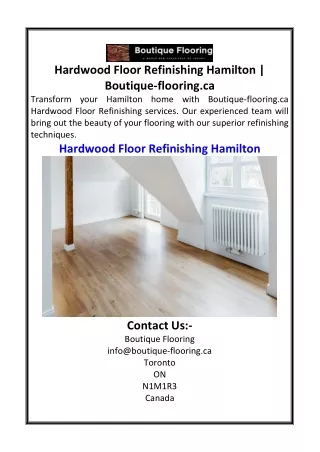 Hardwood Floor Refinishing Hamilton  Boutique-flooring.ca