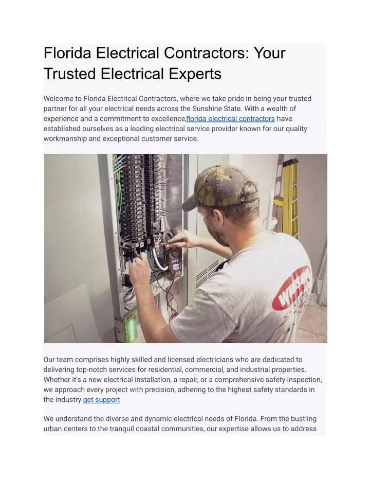 florida electrical contractors your trusted