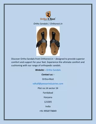 Ortho Sandals  Orthorest.in