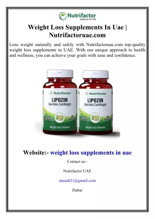 Weight Loss Supplements In Uae  Nutrifactoruae.com