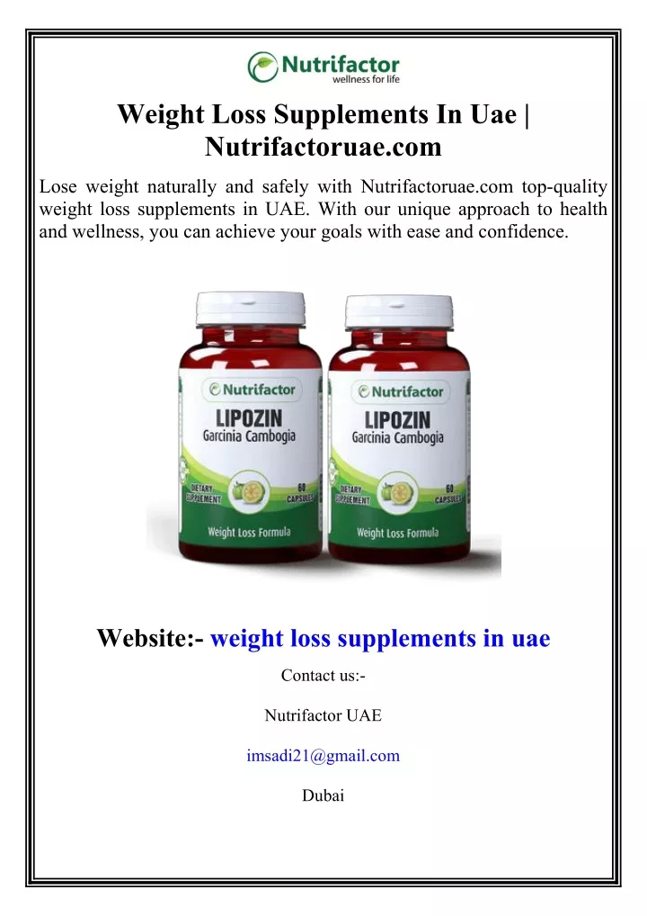 weight loss supplements in uae nutrifactoruae com