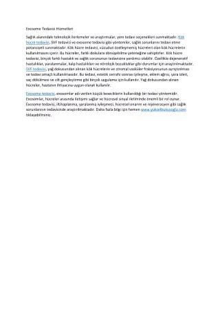 exosome tedavisi hizmetleri