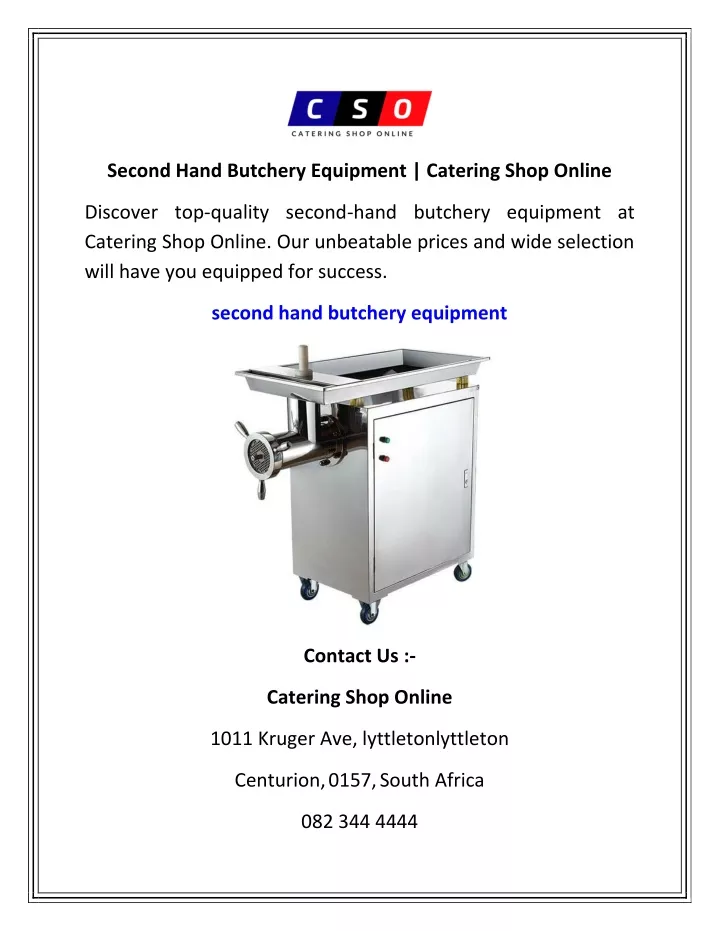 second hand butchery equipment catering shop
