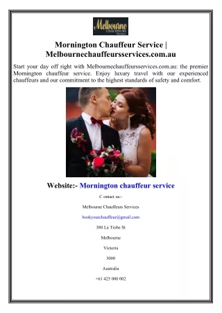 Mornington Chauffeur Service  Melbournechauffeursservices.com.au