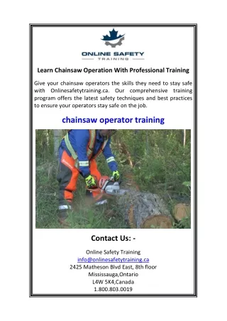 Learn Chainsaw Operation With Professional Training