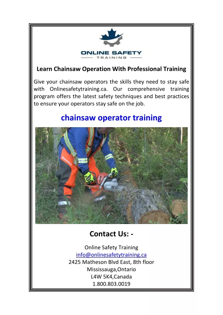 learn chainsaw operation with professional