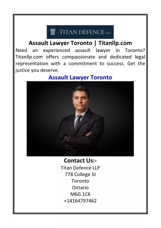 Assault Lawyer Toronto  Titanllp.com