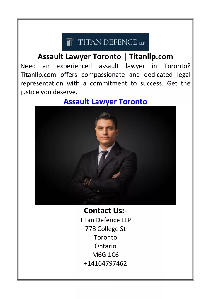 assault lawyer toronto titanllp