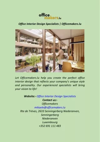 Office Interior Design Specialists  Officemakers.lu