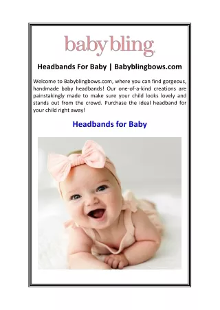 Headbands For Baby  Babyblingbows.com