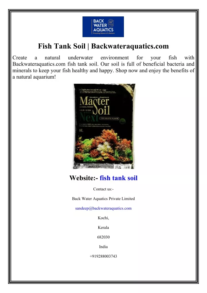 fish tank soil backwateraquatics com