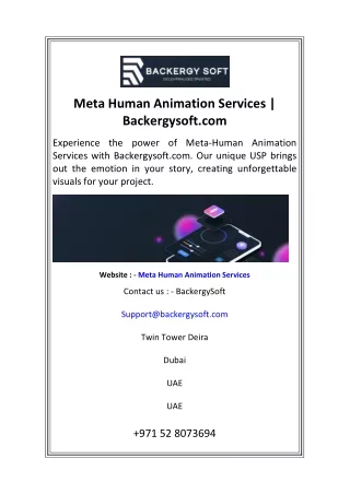 Meta Human Animation Services Backergysoft.com