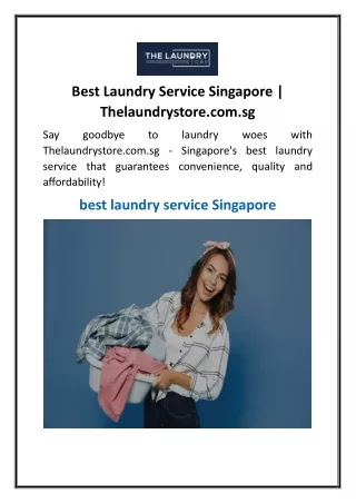Best Laundry Service Singapore  Thelaundrystore.com.sg