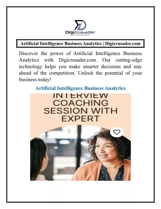 Artificial Intelligence Business Analytics  Digicrusader