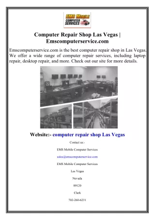 Computer Repair Shop Las Vegas  Emscomputerservice.com