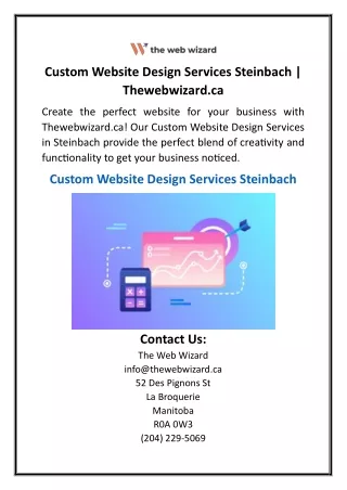 Custom Website Design Services Steinbach  Thewebwizard.ca