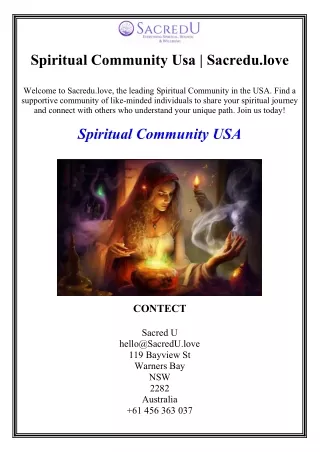 Spiritual Community Usa  Sacredu.love