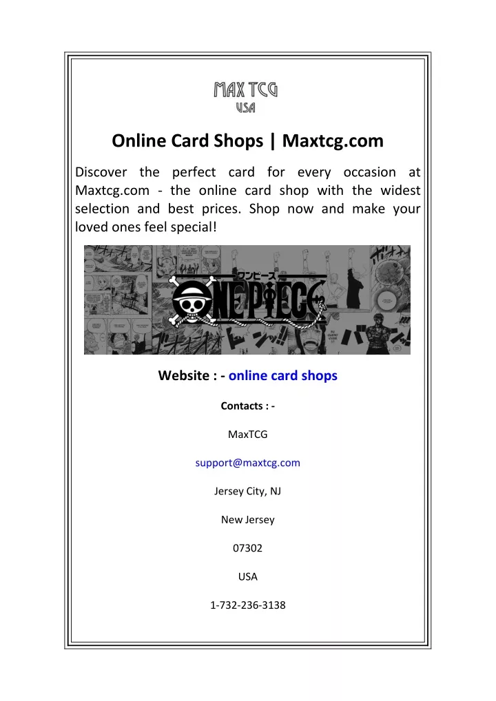 online card shops maxtcg com
