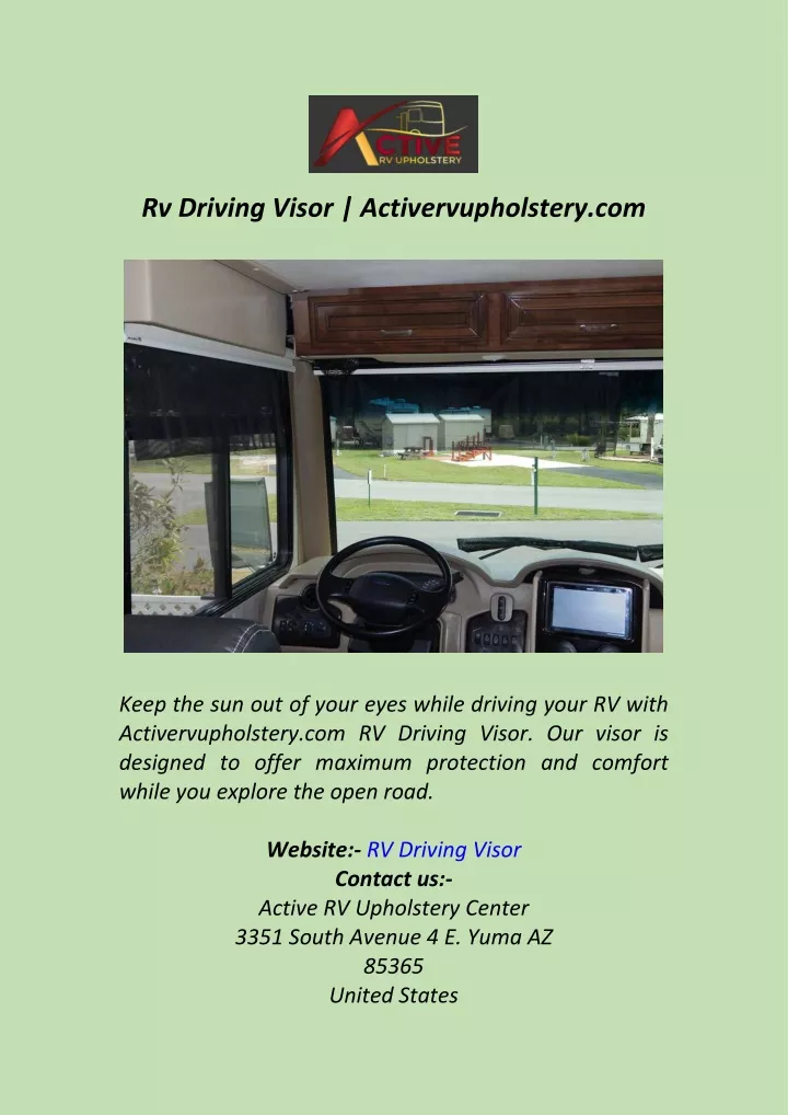 rv driving visor activervupholstery com