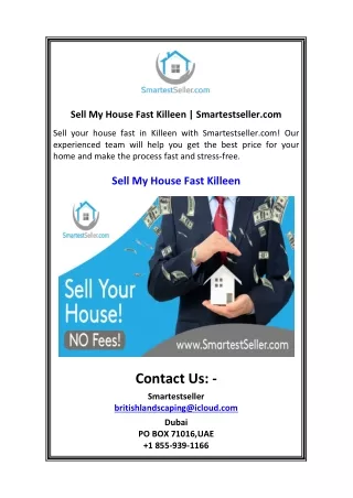 Sell My House Fast Killeen Smartestseller.com