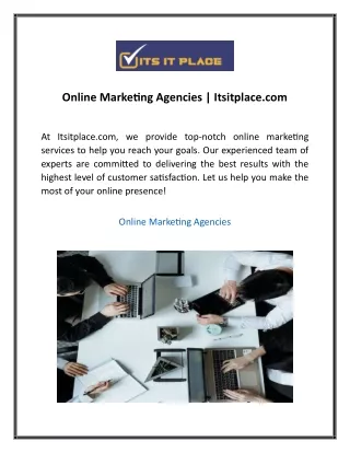 Online Marketing Agencies  Itsitplace com