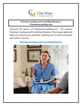 Nursing Coaching And Consulting Business  Charmariecoaching