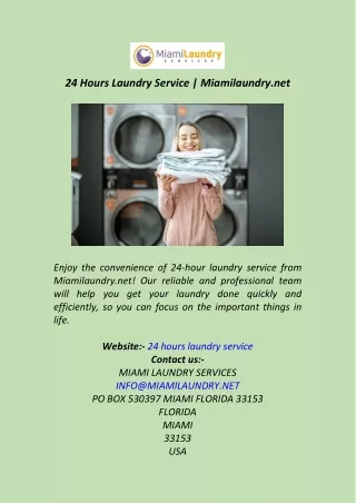 24 Hours Laundry Service  Miamilaundry.net
