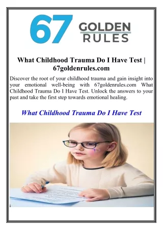 What Childhood Trauma Do I Have Test  67goldenrules.com