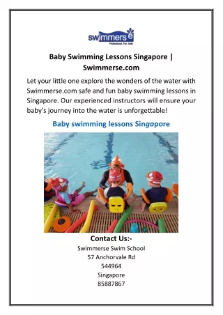 Baby Swimming Lessons Singapore  Swimmerse.com