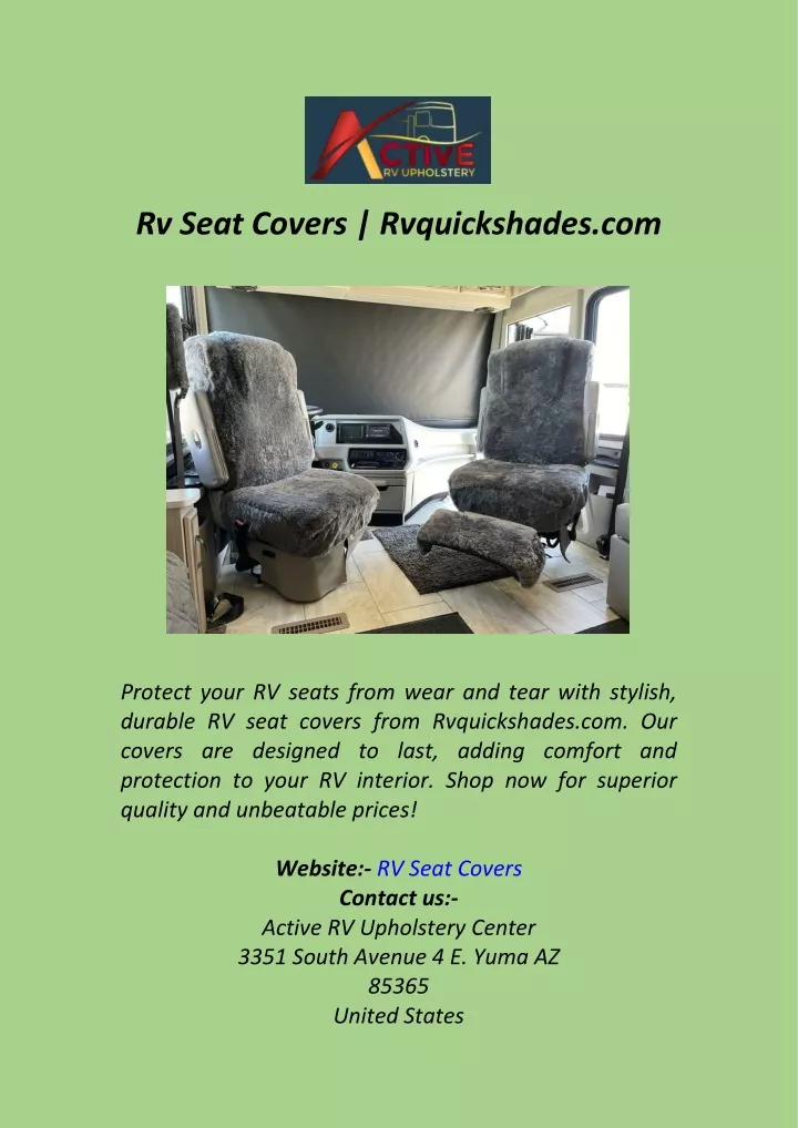 rv seat covers rvquickshades com