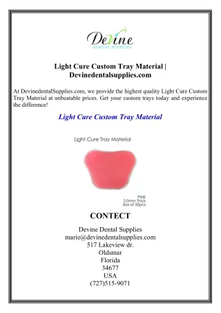 Light Cure Custom Tray Material  Devinedentalsupplies.com