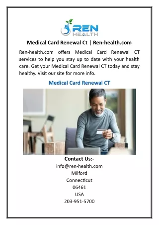 Medical Card Renewal Ct  Ren-health.com