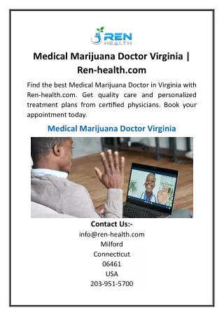 Medical Marijuana Doctor Virginia  Ren-health.com
