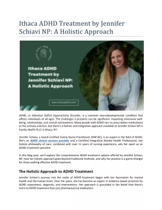 Ithaca ADHD Treatment by Jennifer Schiavi NP A Holistic Approach