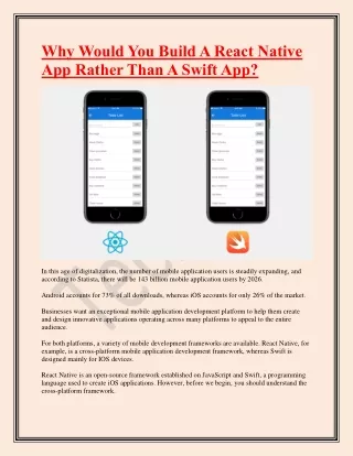 Why Would You Build A React Native App Rather Than A Swift App