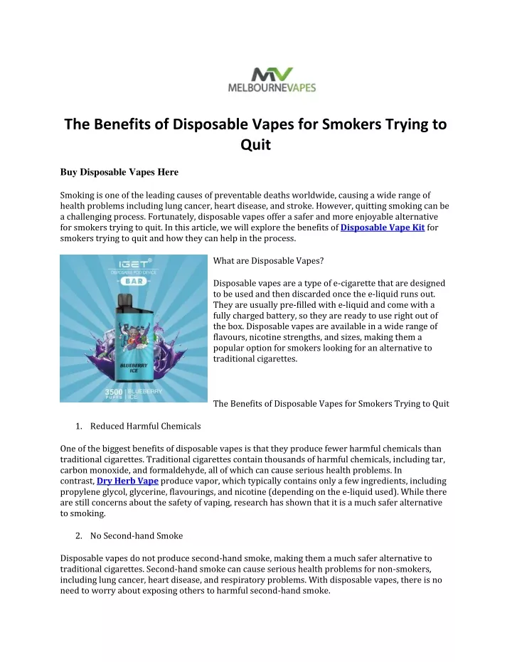 the benefits of disposable vapes for smokers