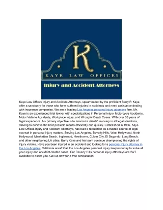 Kaye Law Offices Injury and Accident Attorneys