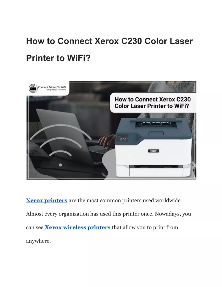 how to connect xerox c230 color laser
